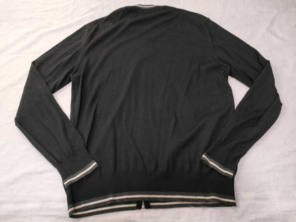 HERMES Zip-Up Cardigan, Cashmere and Silk, Black, Size M