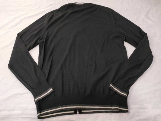 HERMES Zip-Up Cardigan, Cashmere and Silk, Black, Size M