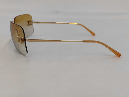  CHANEL Coco Mark Sunglasses with Rhinestones, Orange