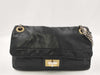 CHANEL 2.55 Calfskin Punching Chain Bag Black with Seal Shoulder Bag