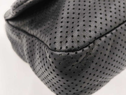 CHANEL 2.55 Calfskin Punching Chain Bag Black with Seal Shoulder Bag