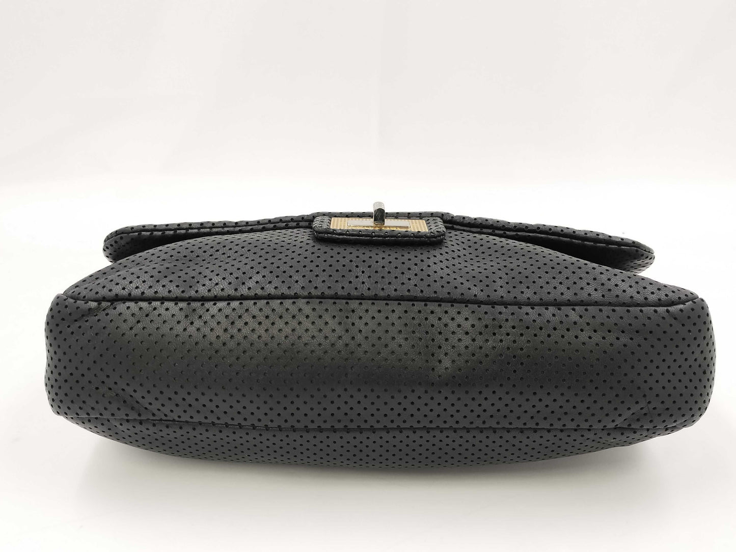 CHANEL 2.55 Calfskin Punching Chain Bag Black with Seal Shoulder Bag