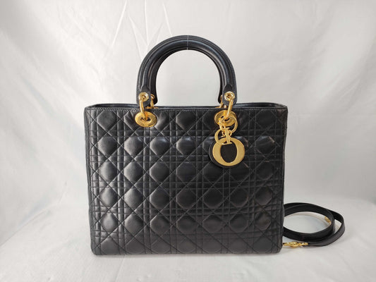 Dior Lady Dior Black Handbag with ST