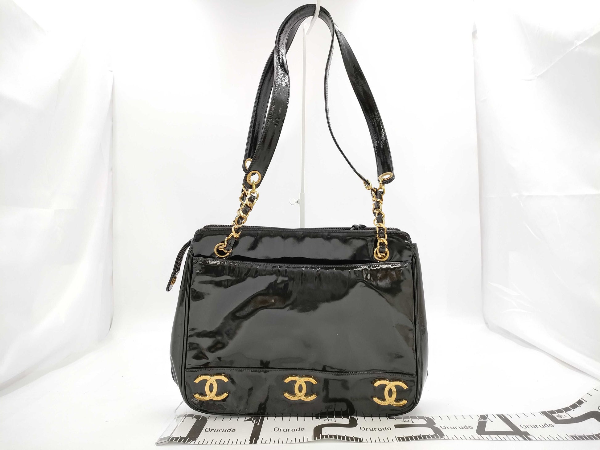 CHANEL Triple Coco Chain Shoulder Bag in Patent Leather