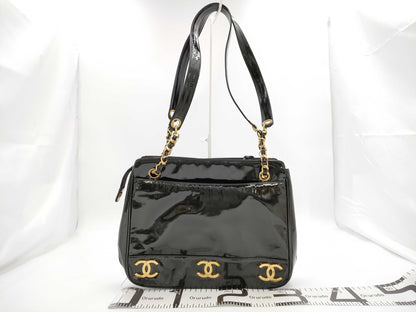 CHANEL Triple Coco Chain Shoulder Bag in Patent Leather