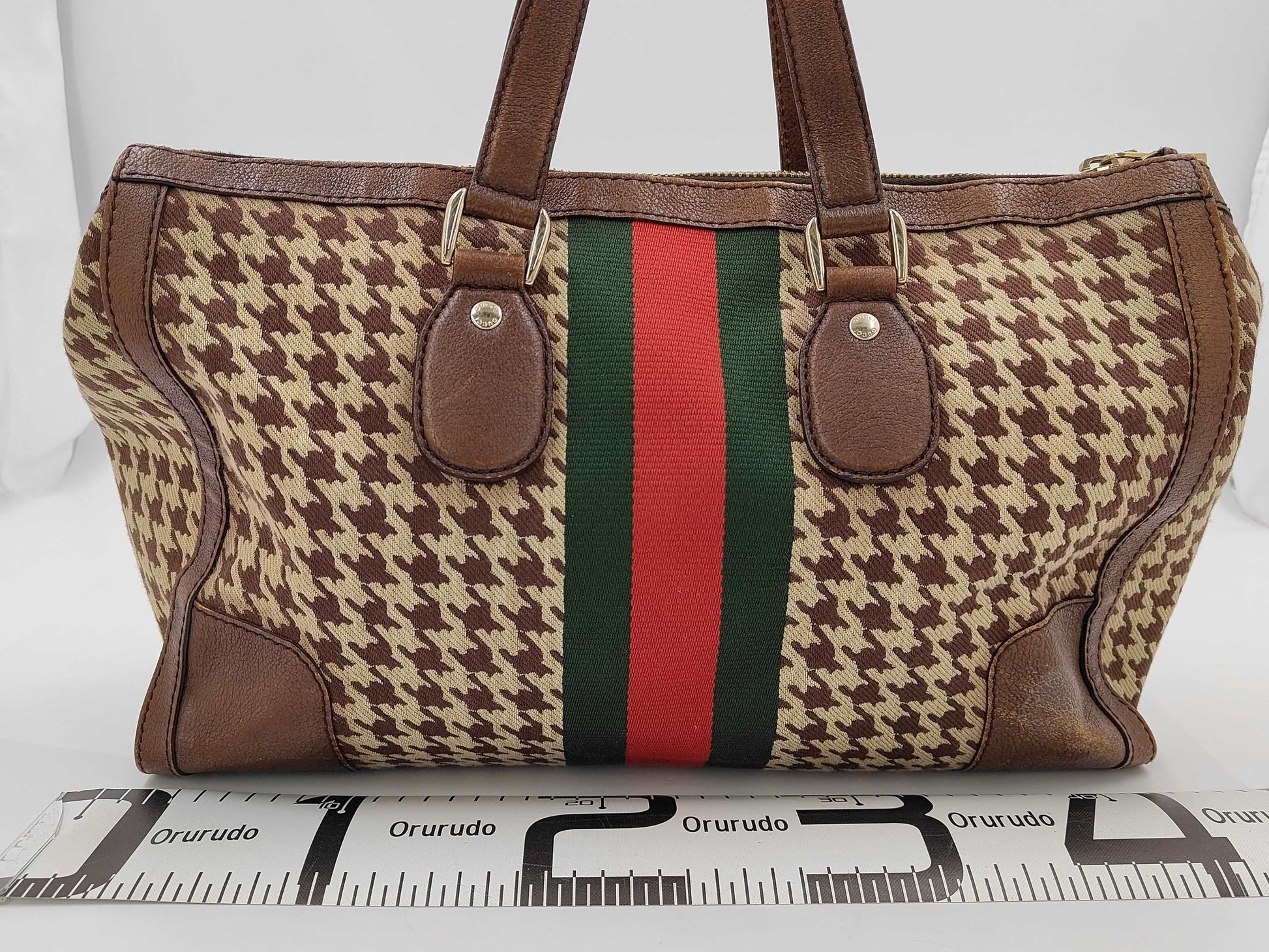 GUCCI GUCCI Sherry Line Boston Bag Houndstooth Pattern Bag
