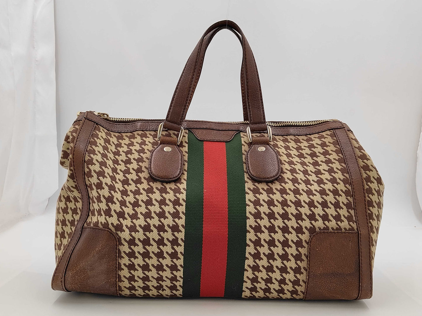 GUCCI GUCCI Sherry Line Boston Bag Houndstooth Pattern Bag