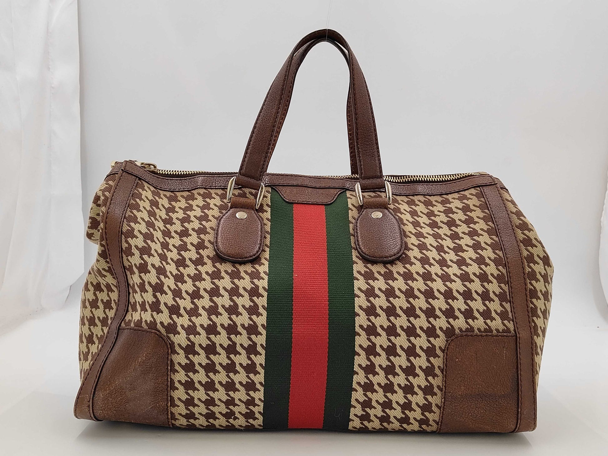 GUCCI GUCCI Sherry Line Boston Bag Houndstooth Pattern Bag
