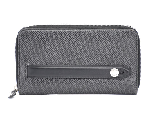 FENDI FENDI Travel Wallet 7M0276 Leather Round Zip Wallet Black Wallet