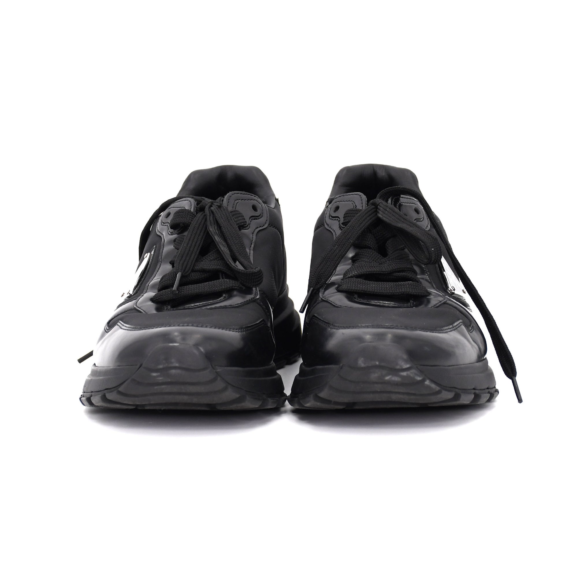 PRADA Prada Re Nylon Nylon and Leather Sneakers, Size 5, Unisex, Black, 2EE369, Triangle Logo Sneakers