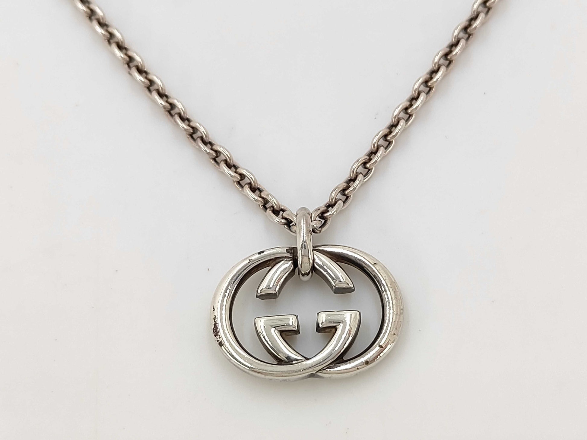 GUCCI Silver GG Logo Necklace