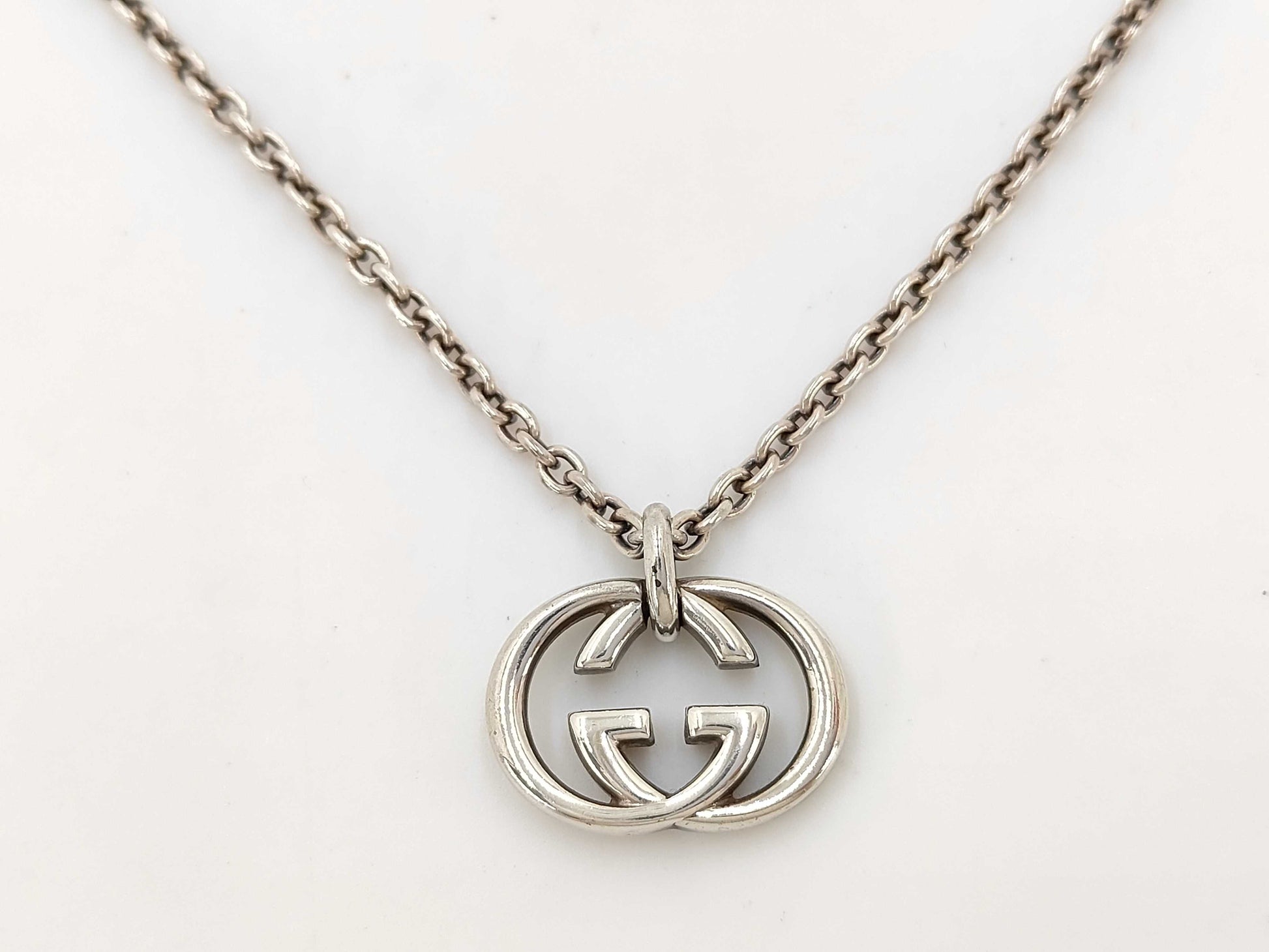 GUCCI Silver GG Logo Necklace