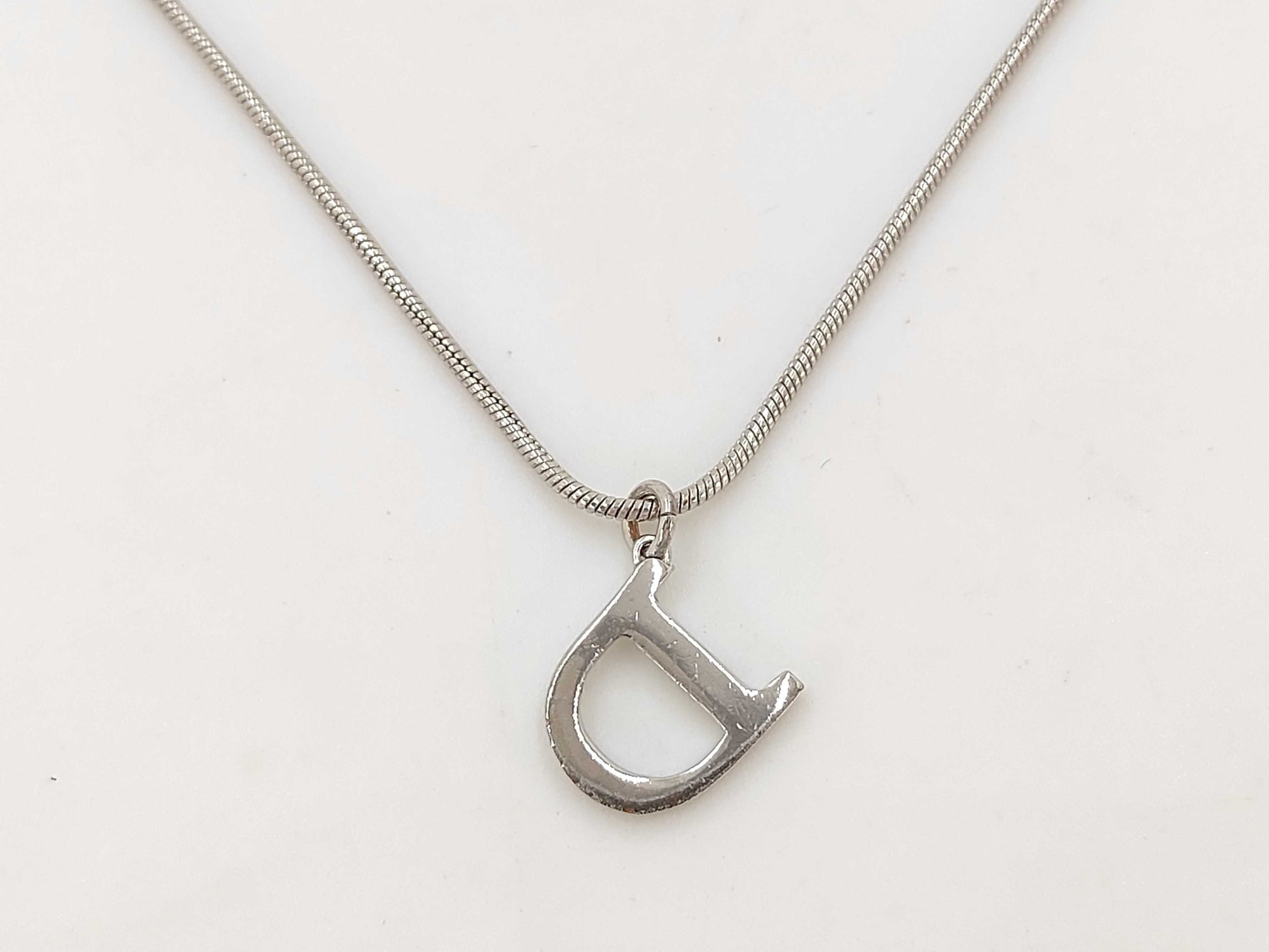 Dior Christian Dior Silver D Logo Necklace