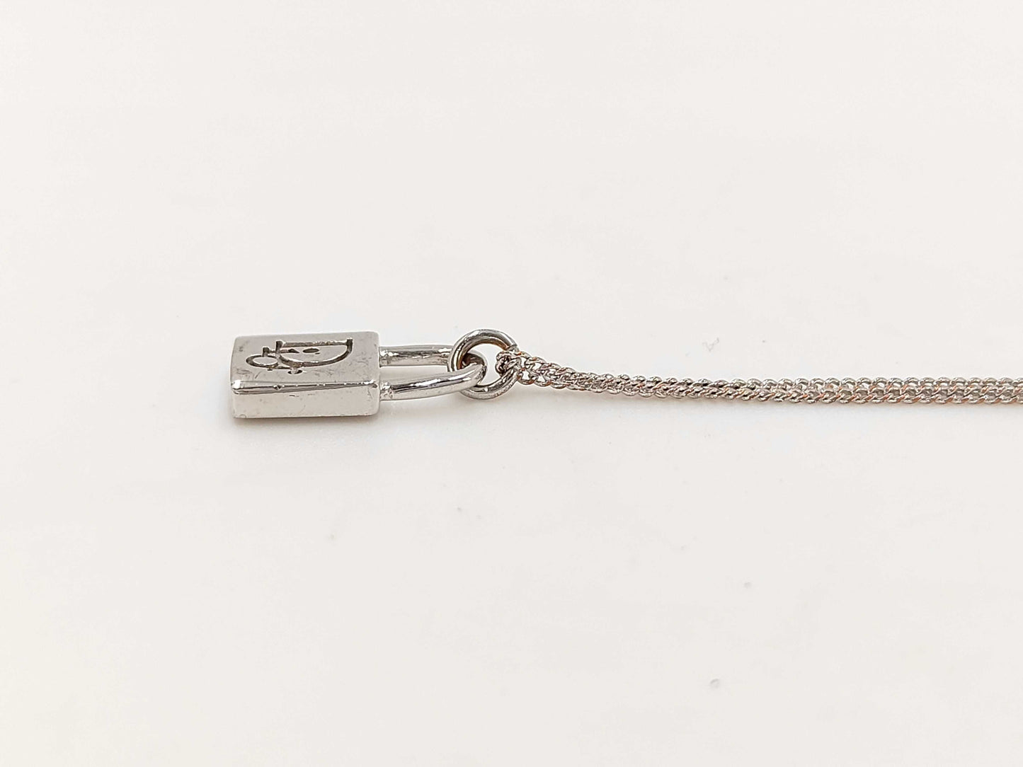 Dior Christian Dior Silver DIOR Logo Plate Necklace