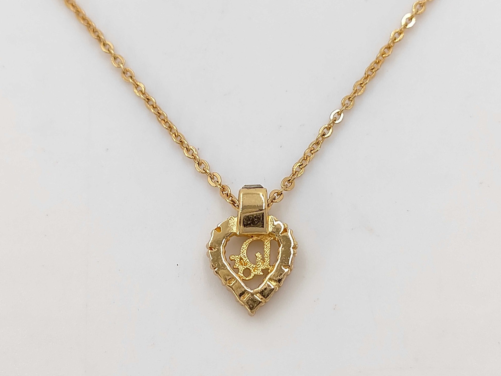 Dior Christian Dior Gold Heart Rhinestone Necklace