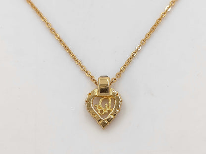 Dior Christian Dior Gold Heart Rhinestone Necklace