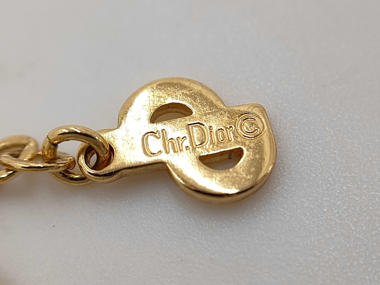 Dior Christian Dior Gold Heart Rhinestone Necklace