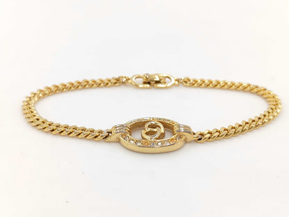 Dior Christian Dior Gold CD Logo Rhinestone Bracelet/Bangle