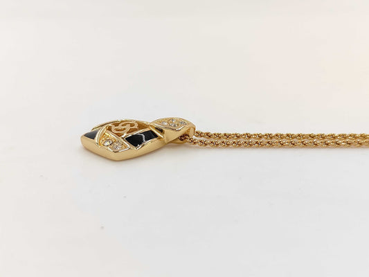 Dior Christian Dior Gold Rhinestone CD Logo Necklace