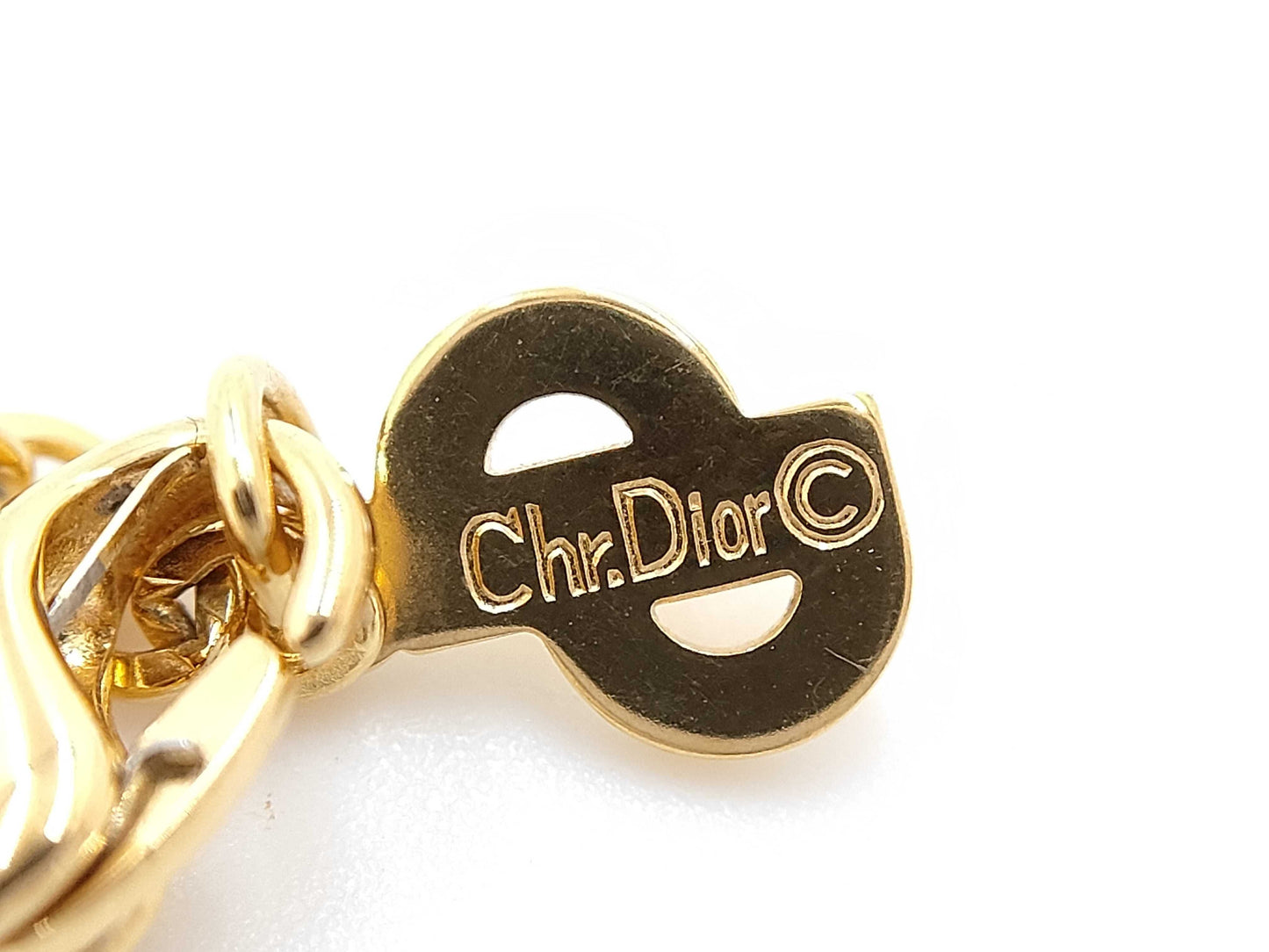 Dior Christian Dior Gold Logo Plate Necklace