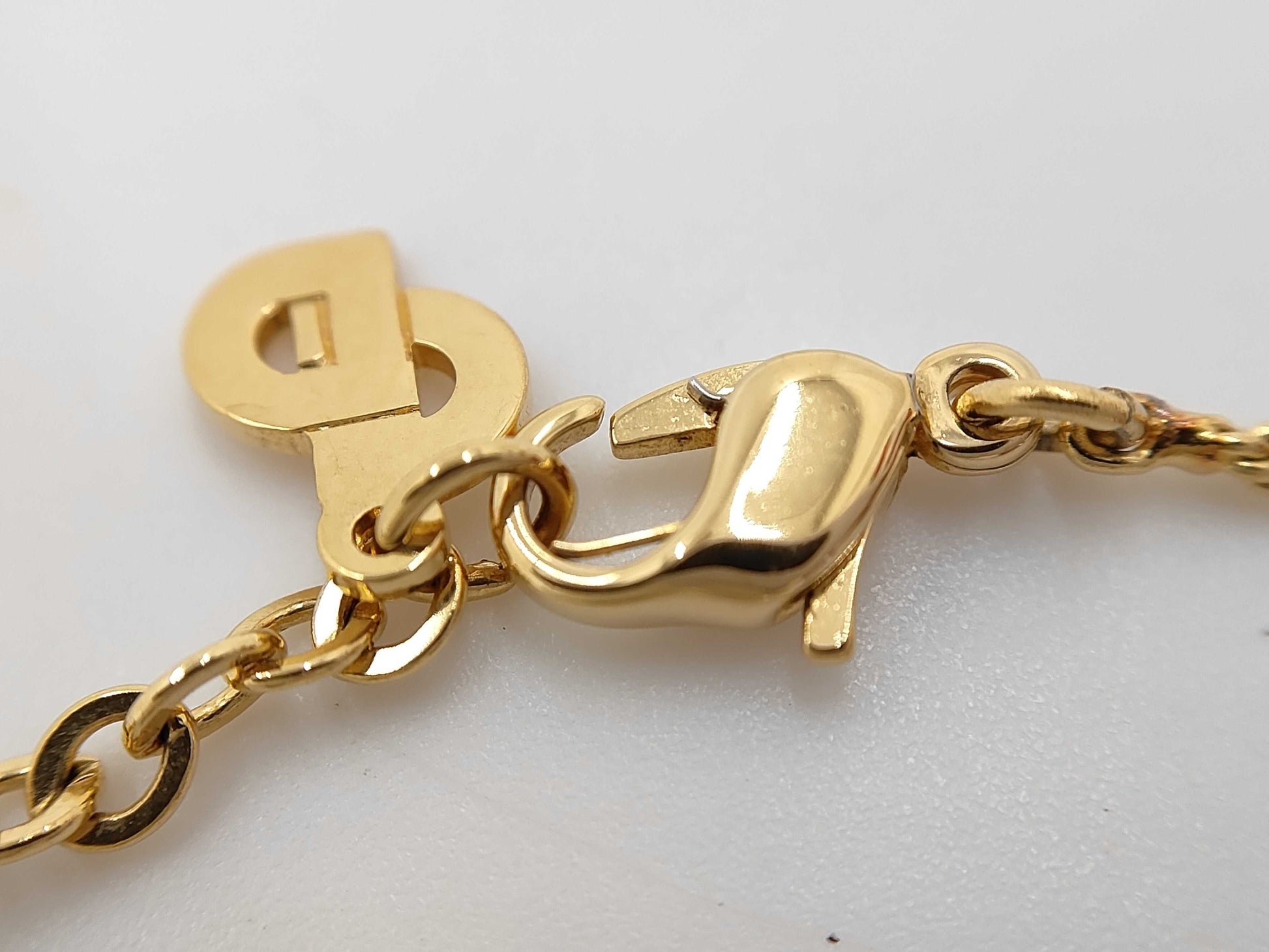 Dior Christian Dior Gold Logo Plate Necklace