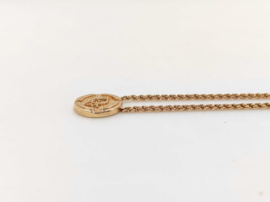 Dior Christian Dior Gold Logo Plate Necklace