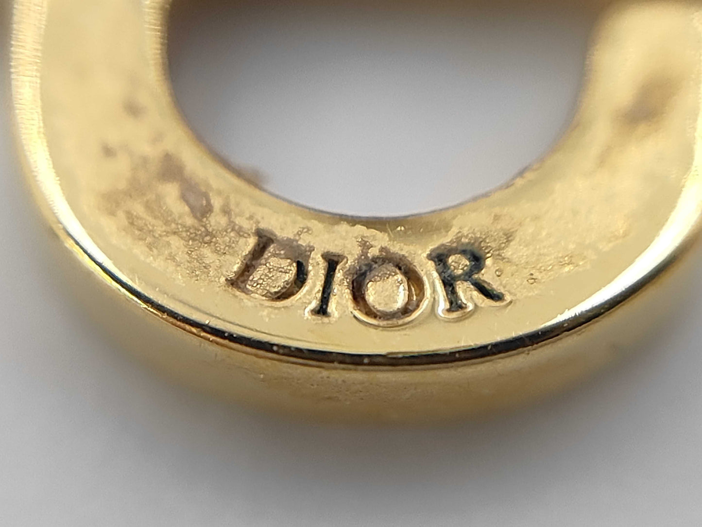 Dior Christian Dior Earrings, Rhinestone Gold, CD Logo Earrings