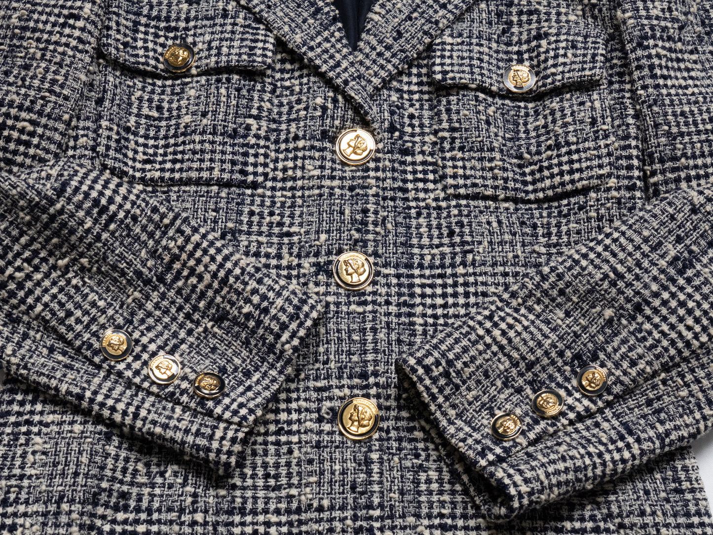 CHANEL 1988 Spring/Summer Runway Mademoiselle Button Tweed Coat