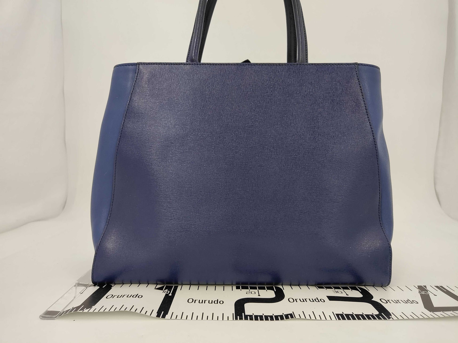 FENDI Toujours Leather Tote Bag, Shoulder Bag, A4 Size, Navy Blue