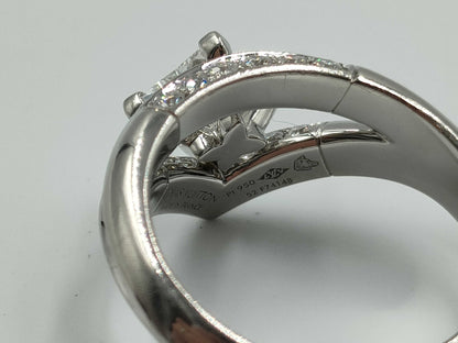 LOUIS VUITTON Double Star Star-Cut Diamond #52 Pt950 8.7g Ring 