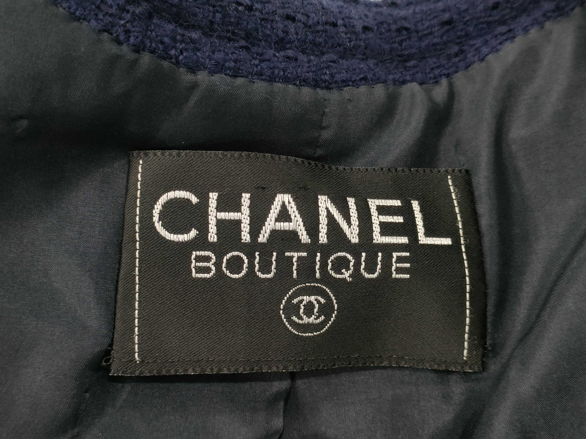 CHANEL Tweed Set with Coco Button and Gold Chain Jacket