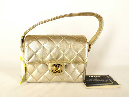 CHANEL Gold Metallic Minimato Handbag, No. 3, Corner and Surface Scratches