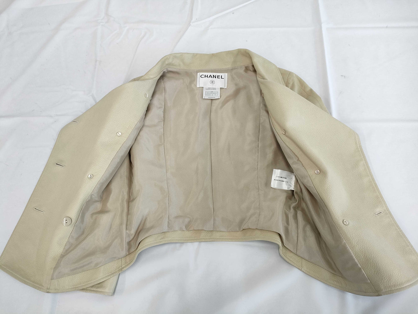 CHANEL Coco Mark Lamb Leather Jacket P31142 Size 34 Jacket