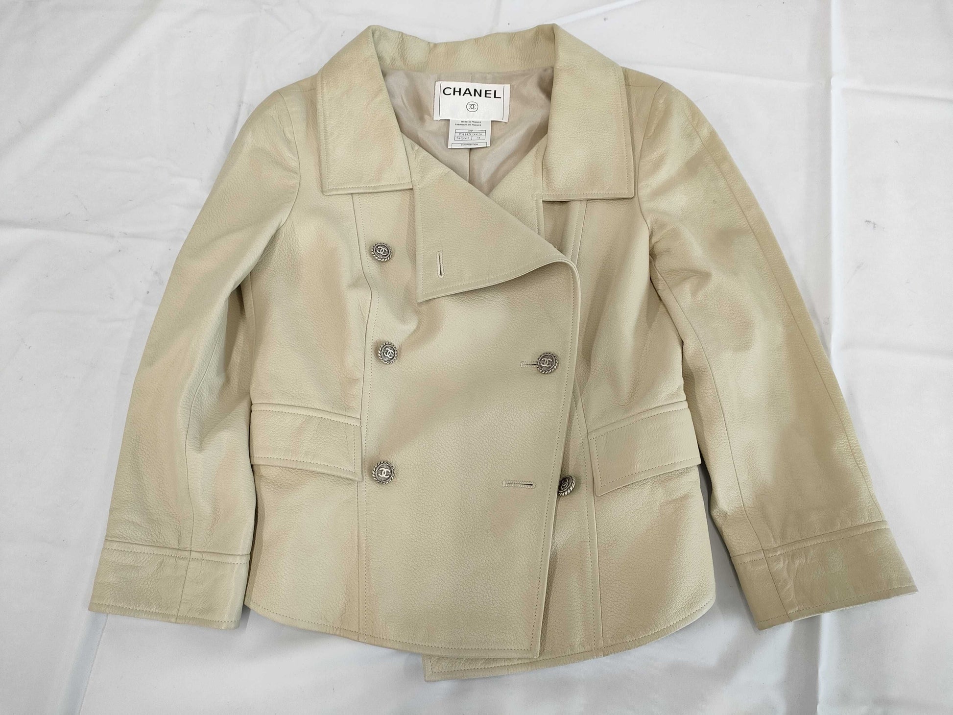 CHANEL Coco Mark Lamb Leather Jacket P31142 Size 34 Jacket