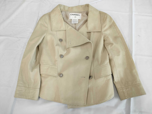 CHANEL Coco Mark Lamb Leather Jacket P31142 Size 34 Jacket