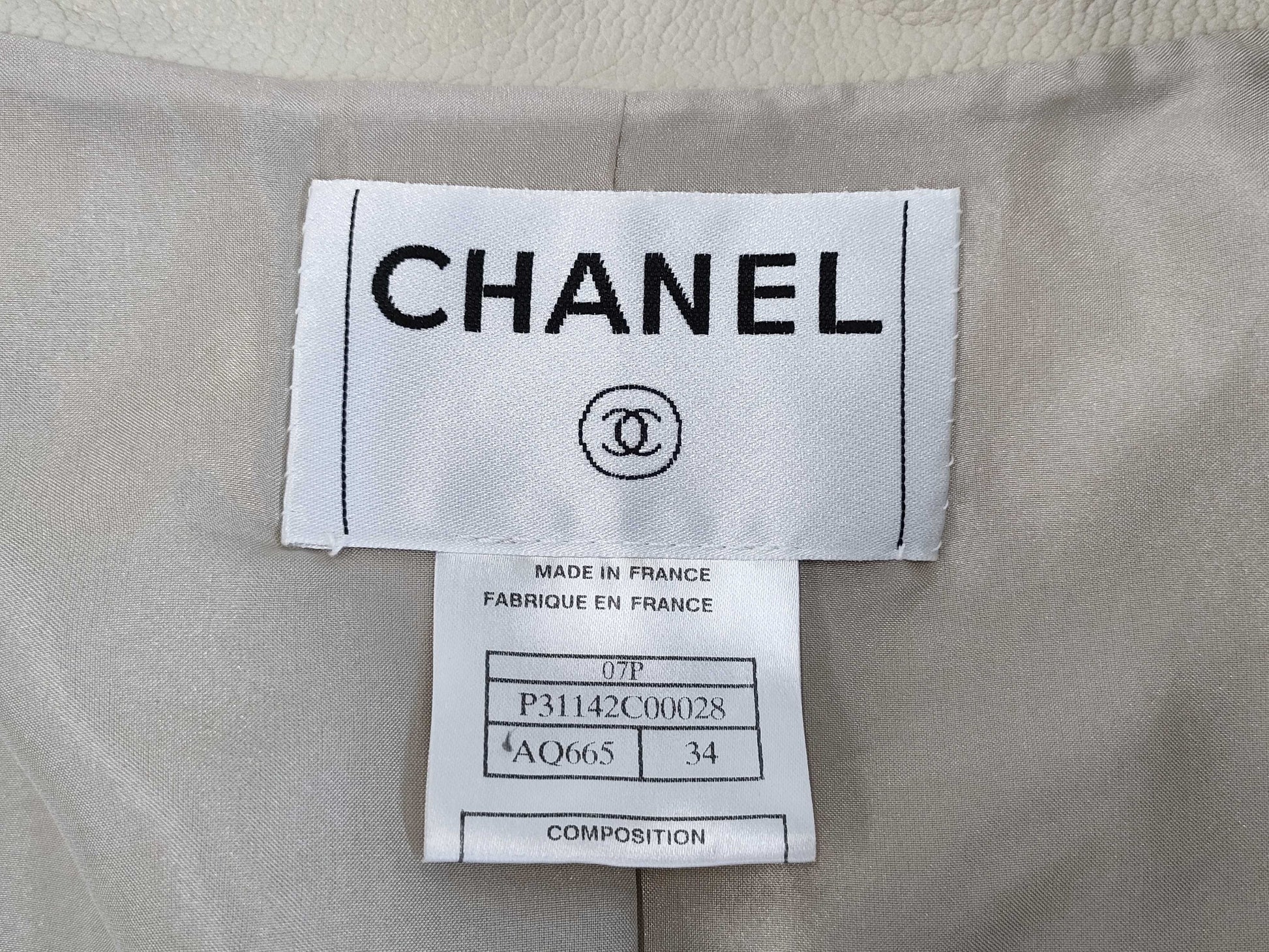 CHANEL Coco Mark Lamb Leather Jacket P31142 Size 34 Jacket