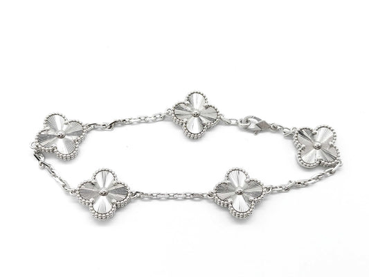 Van Cleef & Arpels Vintage Alhambra Guilloched 5-Piece Bracelet in Au750, 19.5g 