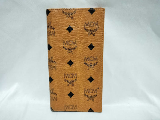 MCM logo all-over pattern flap leather long wallet