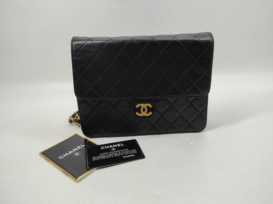 CHANEL Lambskin Matelasse 22 S Flap S Chain Push Lock Gold Shoulder Bag