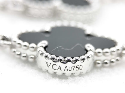 Van Cleef & Arpels Vintage Alhambra 5-Piece Onyx and Diamond Bracelet in Gold and White Gold , 12.8g