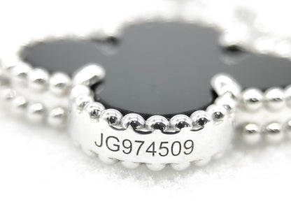 Van Cleef & Arpels Vintage Alhambra 5-Piece Onyx and Diamond Bracelet in Gold and White Gold , 12.8g
