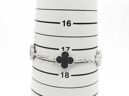 Van Cleef & Arpels Vintage Alhambra 5-Piece Onyx and Diamond Bracelet in Gold and White Gold , 12.8g