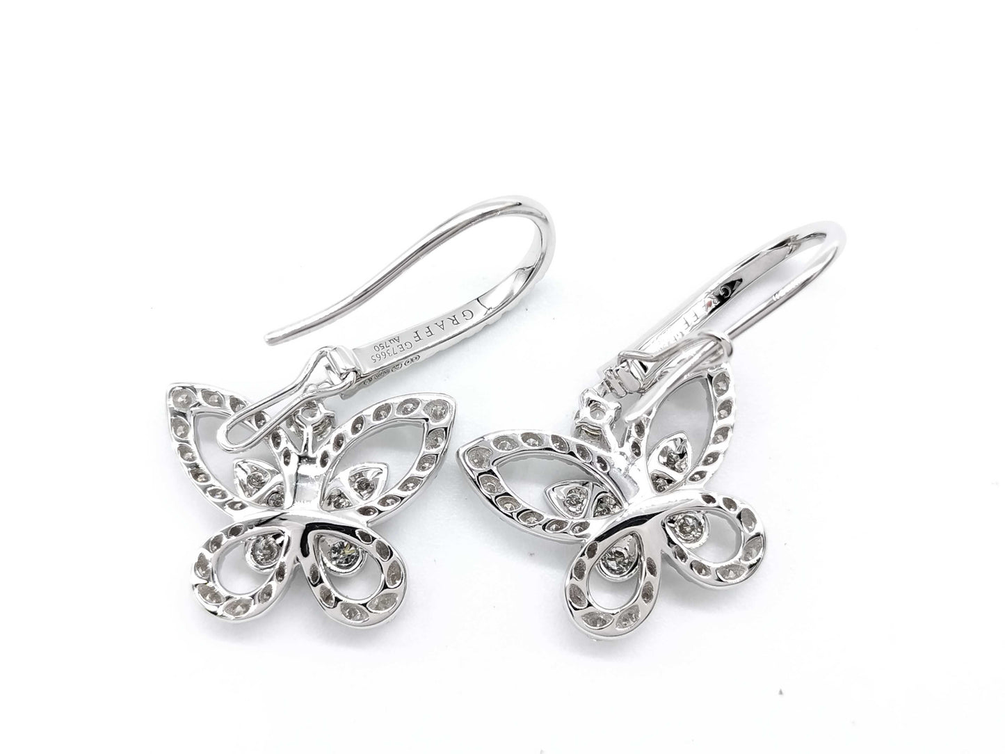 GRAFF Butterfly Pave Diamond WG Au750 4.8g Earrings 