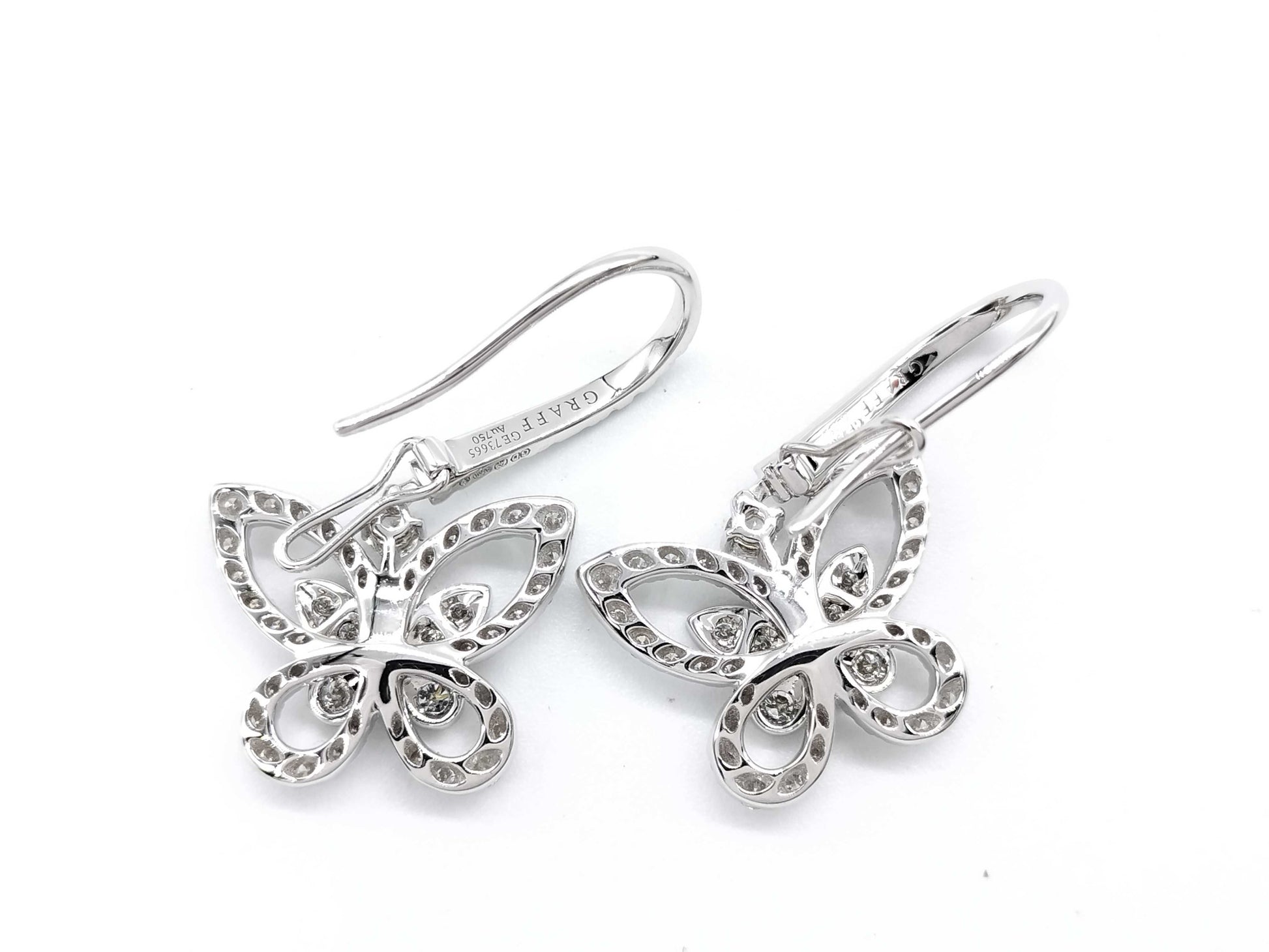 GRAFF Butterfly Pave Diamond WG Au750 4.8g Earrings 