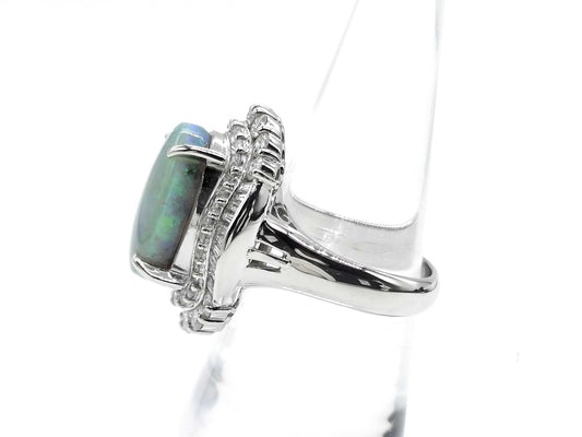Black Opal 5.50ct D1.481ct PT900 14.3g Ring 