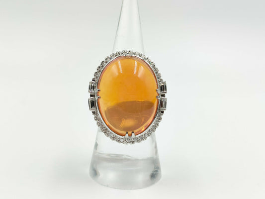 Fire Opal 8.50ct Diamond PM 16.3G Ring 