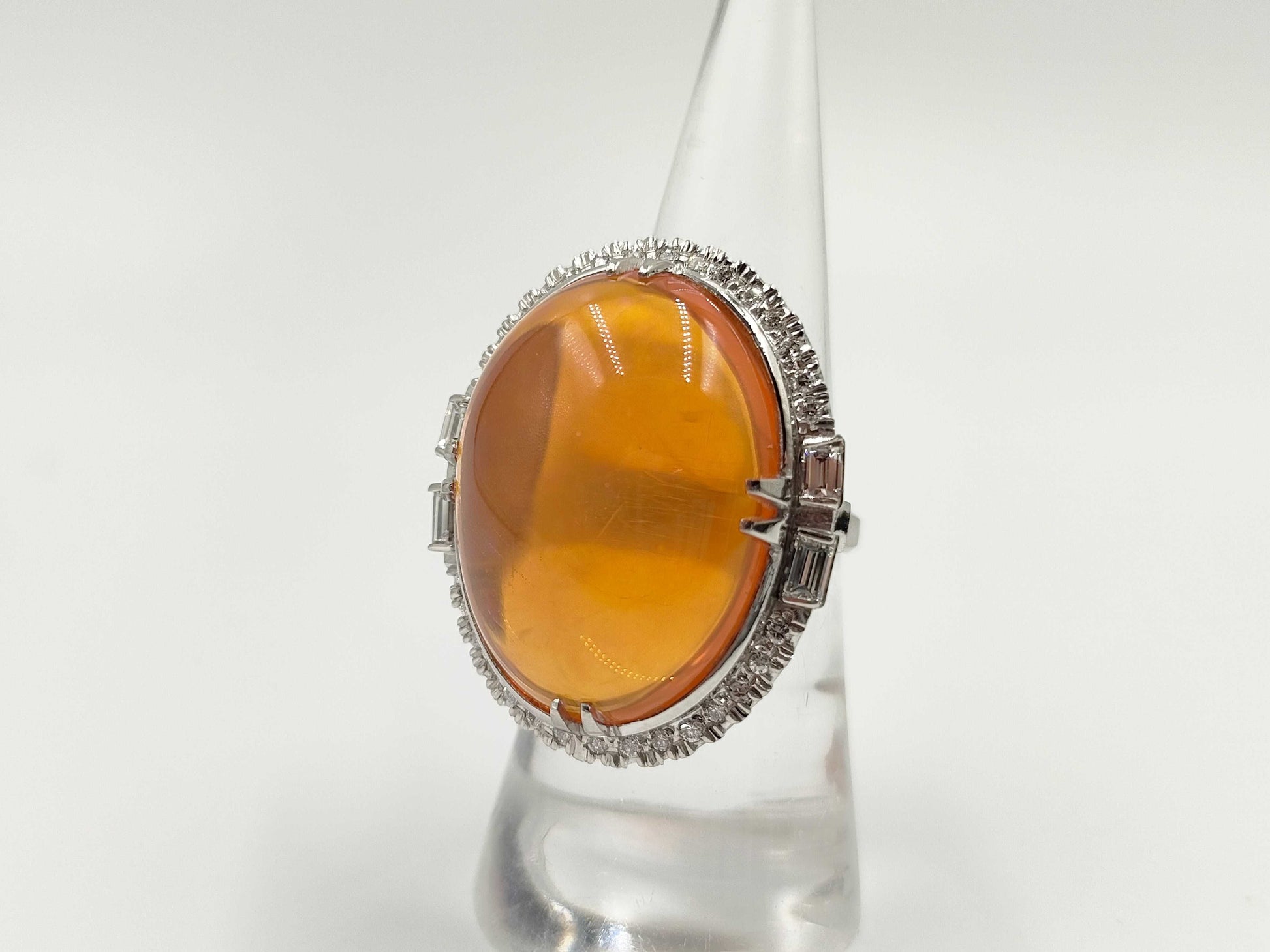 Fire Opal 8.50ct Diamond PM 16.3G Ring 