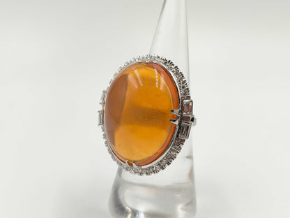 Fire Opal 8.50ct Diamond PM 16.3G Ring 