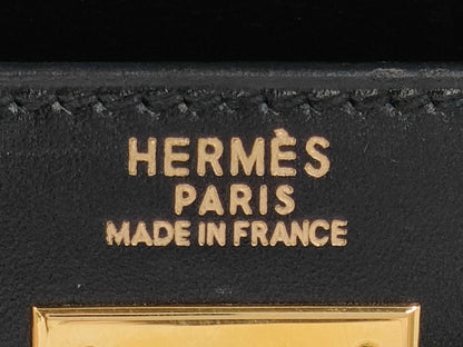 HERMES Kelly 32 Box Calf Leather Black GD Hardware 〇A Stamp Handbag