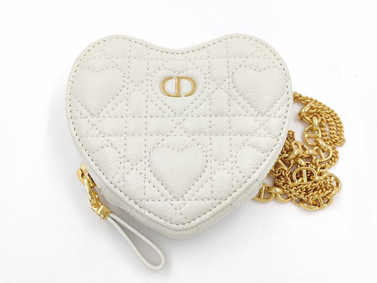 Dior Chain Shoulder Heart Leather White Shoulder Bag